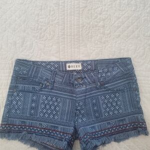 Roxy Indigo Patterned Jean Shorts